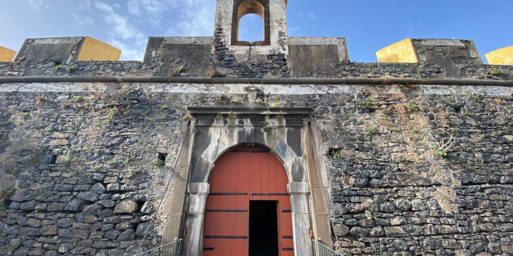 Funchal, Portugal – January 18, 2021: Walls of São João Baptista do Pico Fortress in Funchal.
